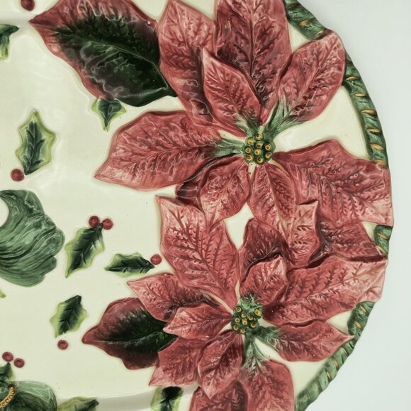 Fitz And Floyd For All Seasons Christmas Poinsettia Ceramic Holiday Serving - Picture 3 of 5